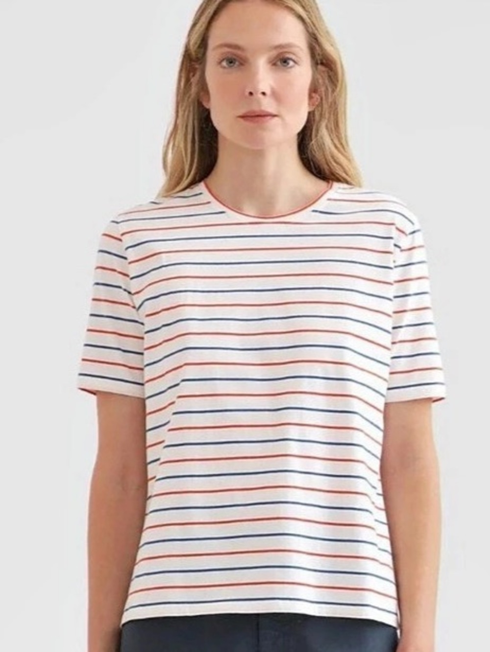KULE The Modern Short Sleeve Striped T-Shirt White & Red Small
